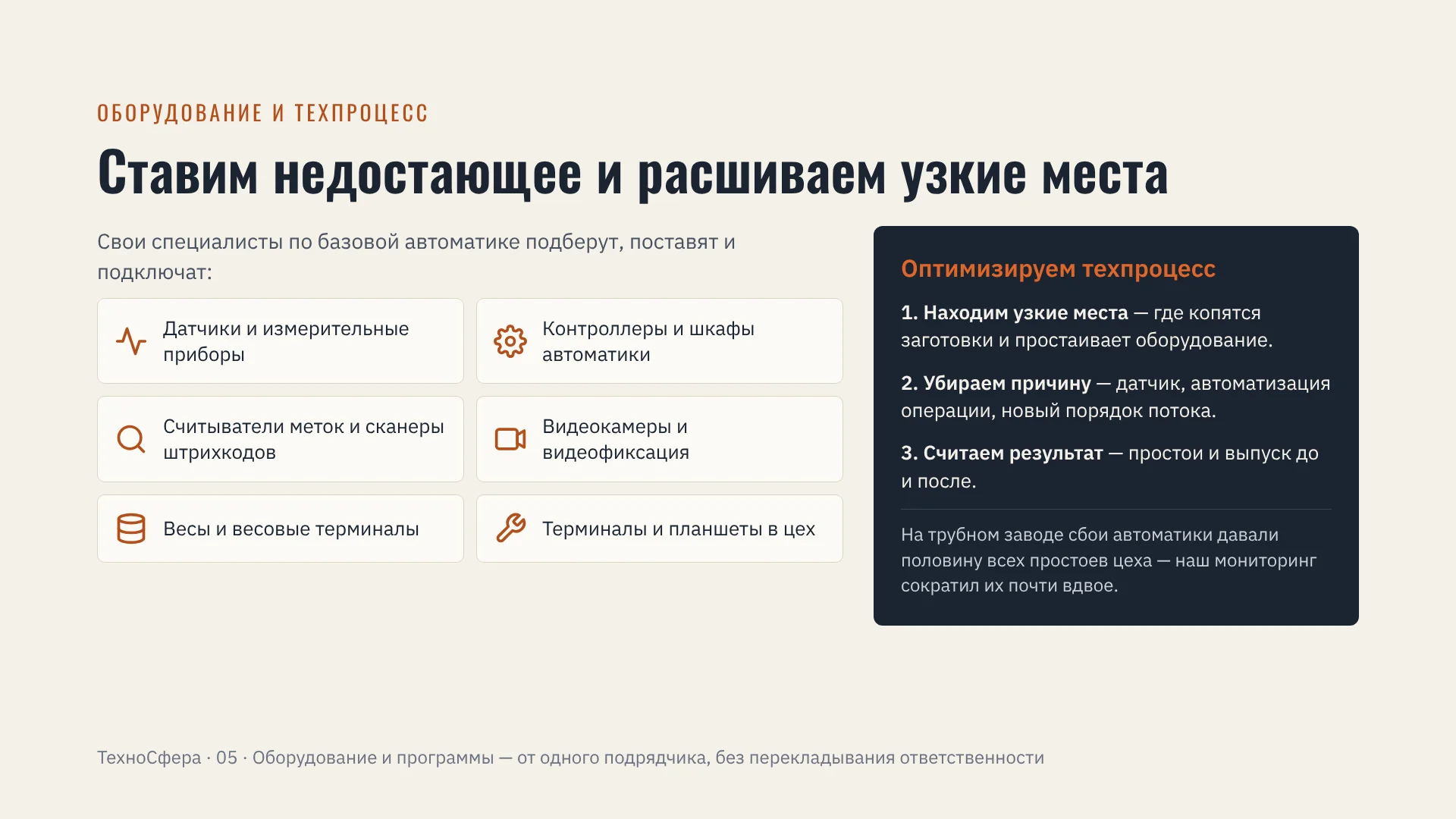 Слайд 5: Ставим недостающее и расшиваем узкие места